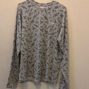 Light Gray Long-Sleeve Printed Men's Shirt